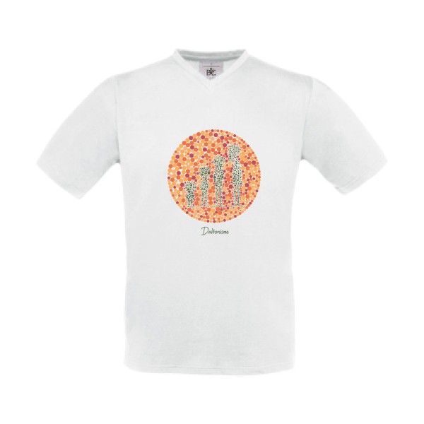 Daltonisme -T-shirt Col V original Homme -B&C - Exact V-Neck -thème rétro et vintage -