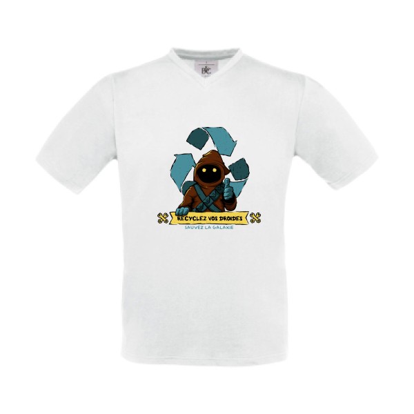 Sauvez la galaxie - T-shirt Col V parodie Homme - modèle B&C - Exact V-Neck -thème humour et ecologie -