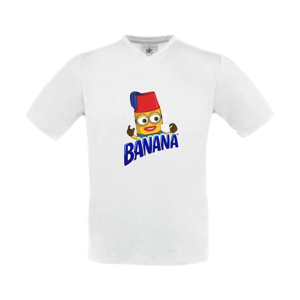 T-shirt Col V Homme vintage - Banana - 