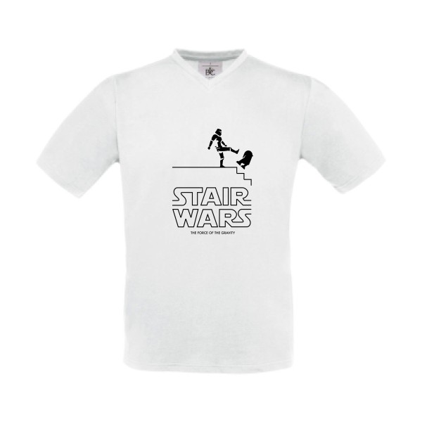 STAIR WARS -T-shirt Col V humour Homme -B&C - Exact V-Neck -thème parodie star wars -