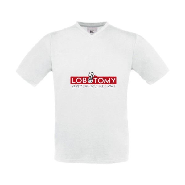 Lobotomy - T-shirt Col V geek Homme  -B&C - Exact V-Neck - Thème geek et gamer -