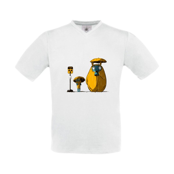 Fukushima -T-shirt Col V original Homme  -B&C - Exact V-Neck -thème  dérision et humour noir- 