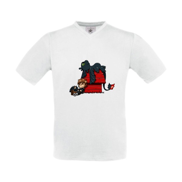 Dragon Peanuts - T shirt dessin anime -B&C - Exact V-Neck