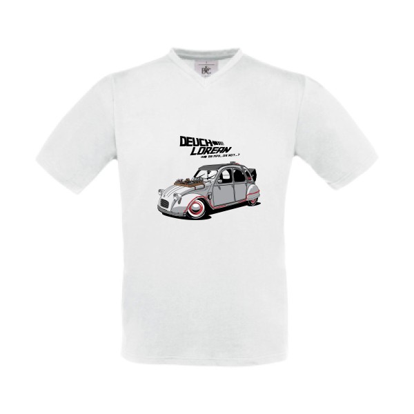 DEUCHLOREAN - T-shirt Col V thème automobile - vêtement original pour  Homme -