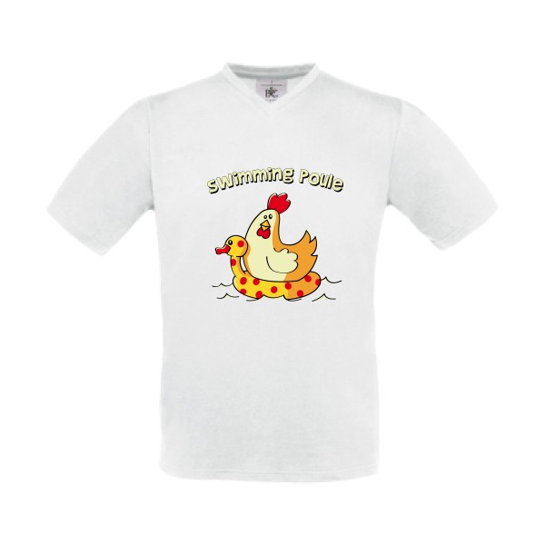 swimming poule - T-shirt Col V rigolo Homme - modèle B&C - Exact V-Neck -thème burlesque -