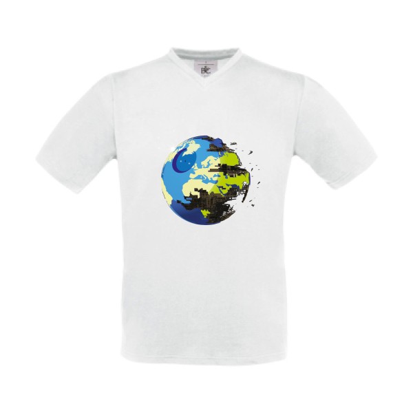 EARTH DEATH - tee shirt original Homme -B&C - Exact V-Neck