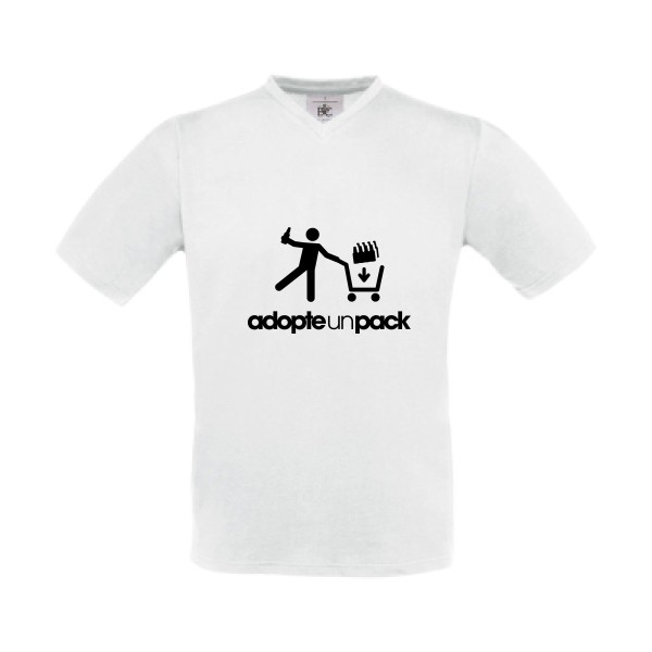 adopte un pack - T-shirt Col V rigolo Homme - modèle B&C - Exact V-Neck -thème humour alcool -