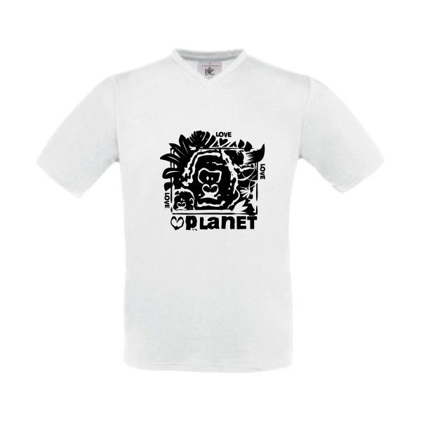 T-shirt Col V Homme original - love planet - 