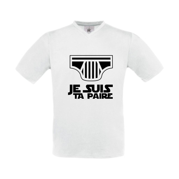 SLIP WARS - T-shirt Col V original Homme  -B&C - Exact V-Neck - Thème humour potache -