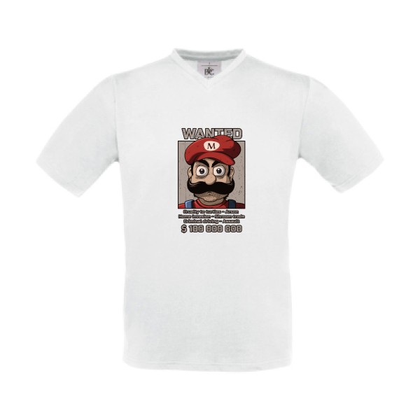 Wanted Mario-T-shirt Col V Geek - B&C - Exact V-Neck- Thème Geek -