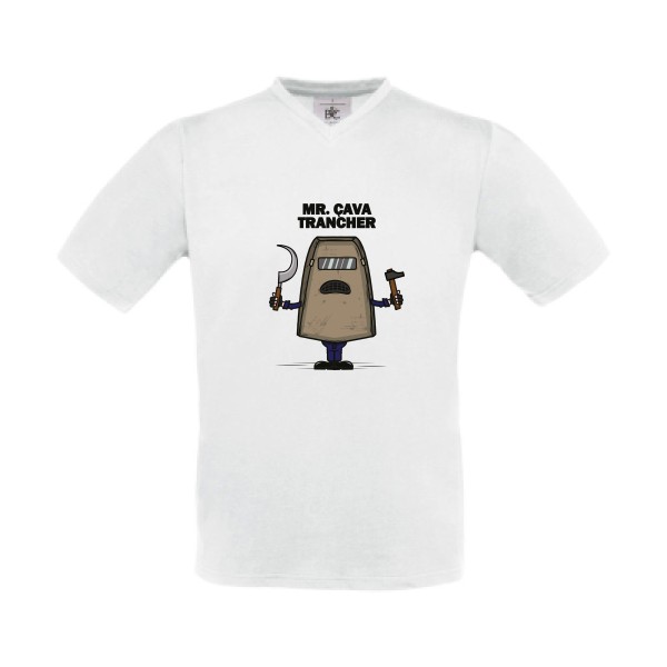 MR. CAVATRANCHER - T-shirt Col V marrant pour Homme -modèle B&C - Exact V-Neck - thème halloween -