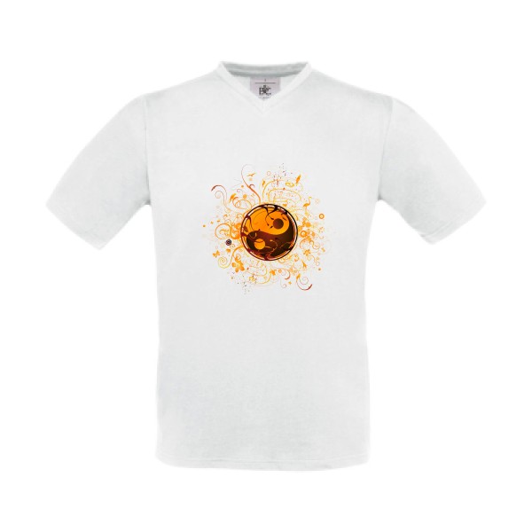 ying yang - T-shirt Col V Homme graphique - B&C - Exact V-Neck - thème zen et philosophie-