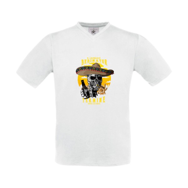 bibinator - T-shirt Col V alcool Homme - modèle B&C - Exact V-Neck -thème parodie alcool -
