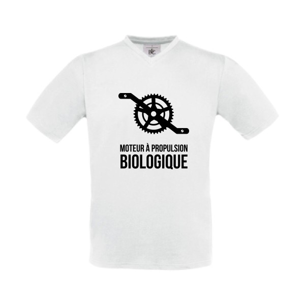 Cyclisme & écologie - B&C - Exact V-Neck Homme - T-shirt Col V humour velo - thème cyclisme et ecologie -