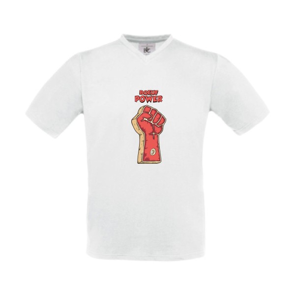 T-shirt Col V original Homme  - Boeuf power - 