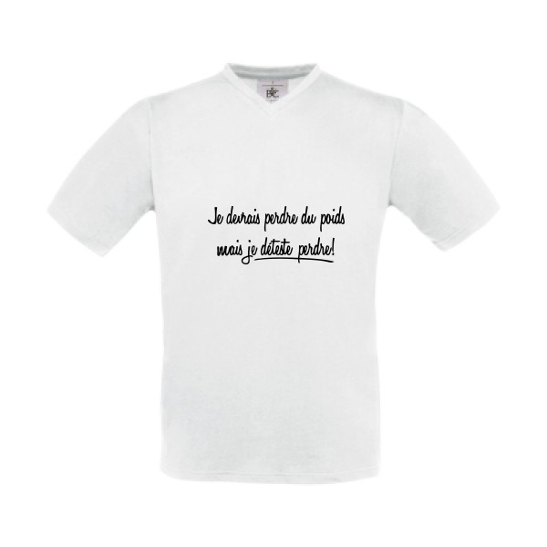 Né pour gagner - T shirt original Homme - modèle B&C - Exact V-Neck - thème message et texte -