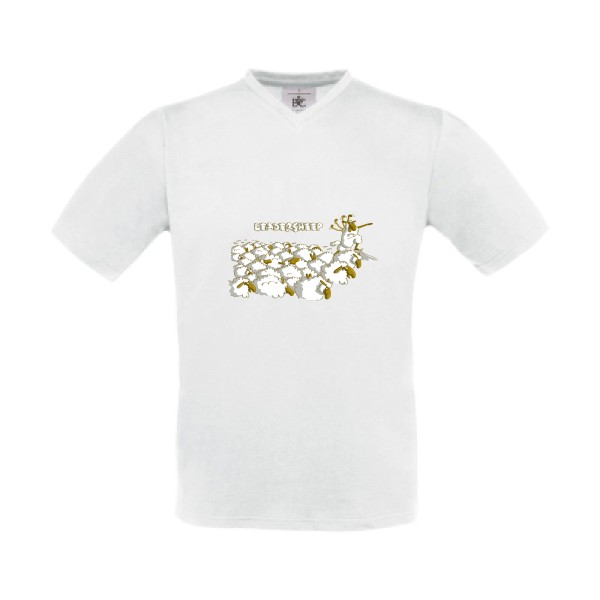 Leadersheep - T-shirt Col V humour francais Homme  -B&C - Exact V-Neck - Thème humour et animaux-