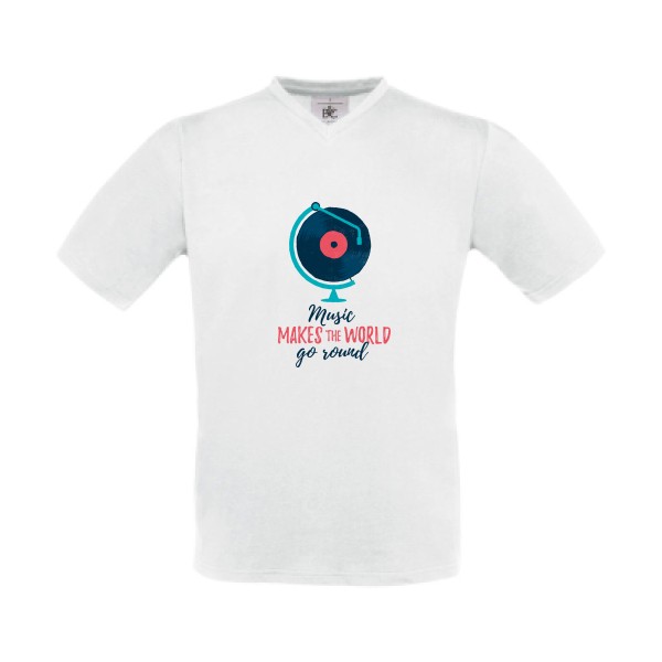 Music - B&C - Exact V-Neck -modèle T-shirt Col V musique -thème Dj -