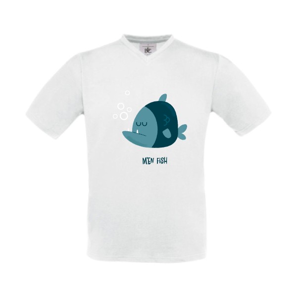 M'en fish - T-shirt Col V fun pour Homme -modèle B&C - Exact V-Neck - thème humour et enfance -