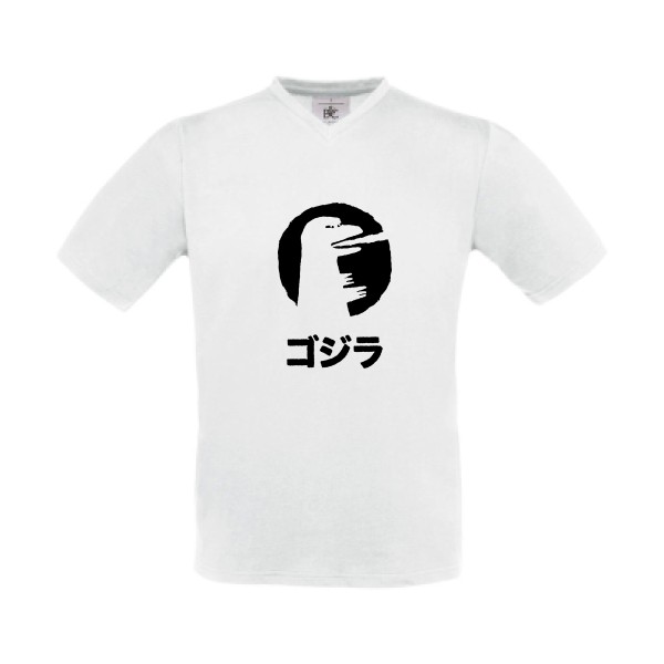 T-shirt Col V Vintage Godzilla -B&C - Exact V-Neck