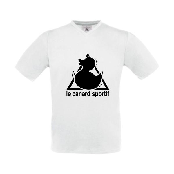 Canard Sportif -T-shirt Col V humoristique - Homme -B&C - Exact V-Neck -thème  humour et parodie - 
