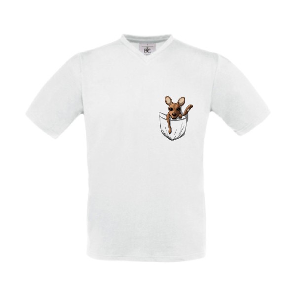 Dans la poche -T-shirt Col V sympa  Homme -B&C - Exact V-Neck -thème  vêtement original -
