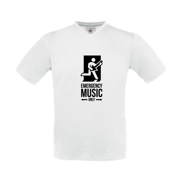 EMERGENCY - T-shirt Col V  rock Homme - modèle B&C - Exact V-Neck -thèmehumour et musique -