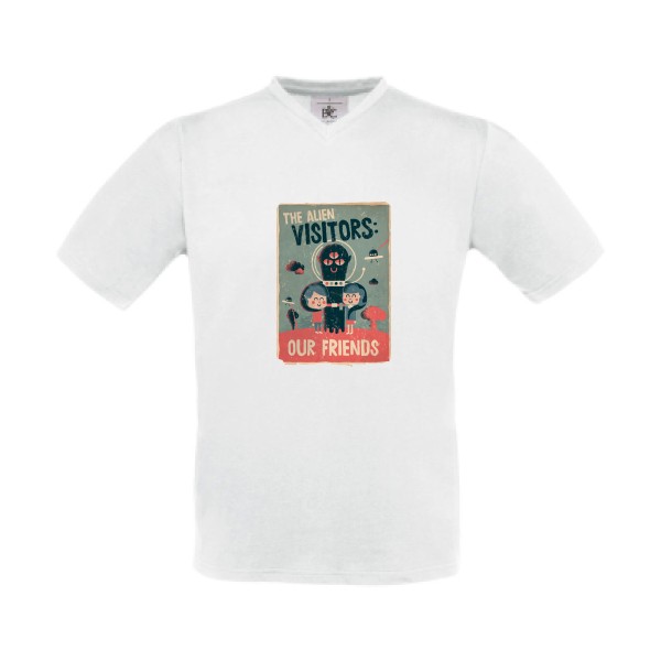 our friends- T-shirt Col V vintage Homme -B&C - Exact V-Neck