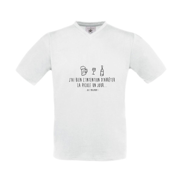  T-shirt Col V original Homme  - arrêter la picole - 