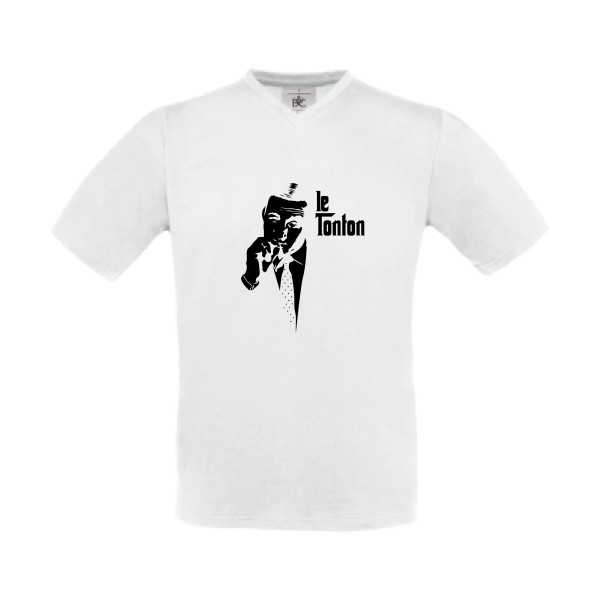Le Tonton- t-shirt thème cinema- modèle B&C - Exact V-Neck - Lino ventura -