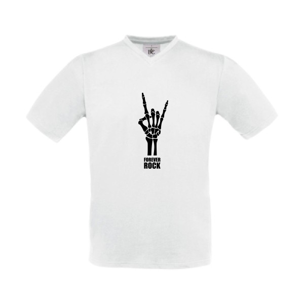 Forever Rock !!! - B&C - Exact V-Neck Homme - T-shirt Col V musique - thème rock  -