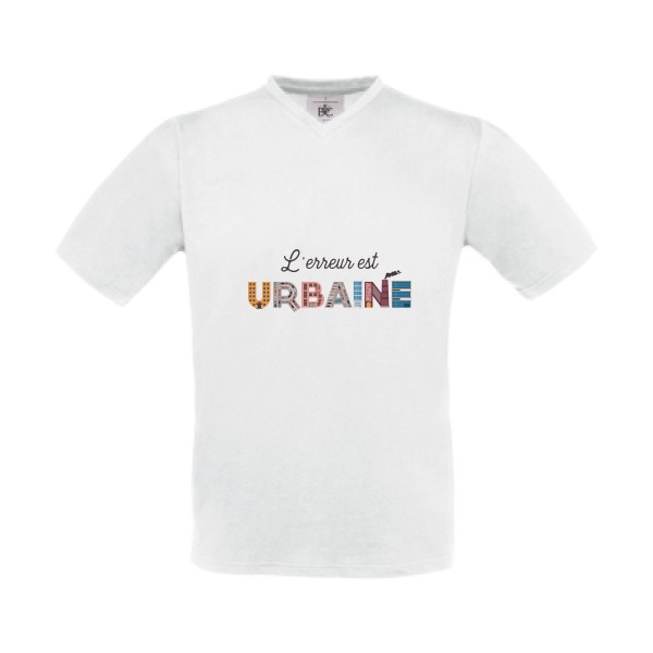 L'erreur est urbaine -T-shirt Col V cool- Homme -B&C - Exact V-Neck -thème  ecologie - 