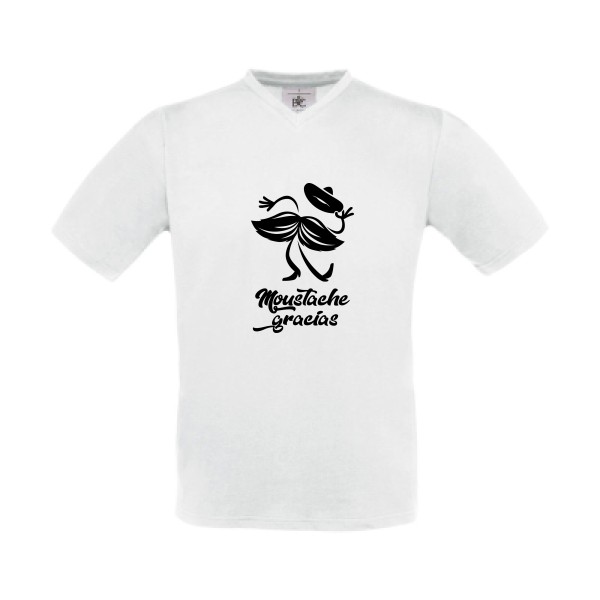 Presqu'spagnol - T-shirt Col V délire pour Homme -modèle B&C - Exact V-Neck - thème absurde et humour -