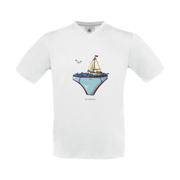 Ta mer en slip -T-shirt Col V Homme marin humour -B&C - Exact V-Neck -Thème humour et parodie -