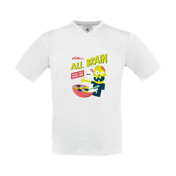 T-shirt Col V original et drole Homme - All brain - 
