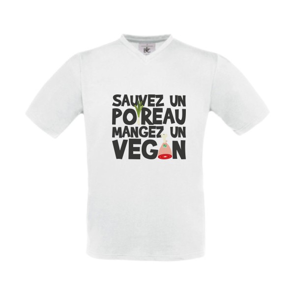 vegan poireau -B&C - Exact V-Neck - Tee-shirts message Homme -
