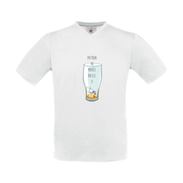 Marée basse - modèle B&C - Exact V-Neck Homme - T-shirt Col V - thème humour alcool -