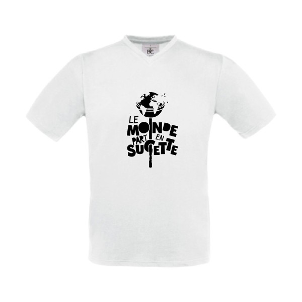 Le Monde part en Sucette - T-shirt Col V à message -Homme - thème original -