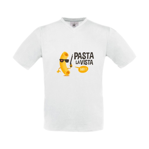 Pasta la vista - B&C - Exact V-Neck Homme - T-shirt Col V rigolo - thème humoristique -