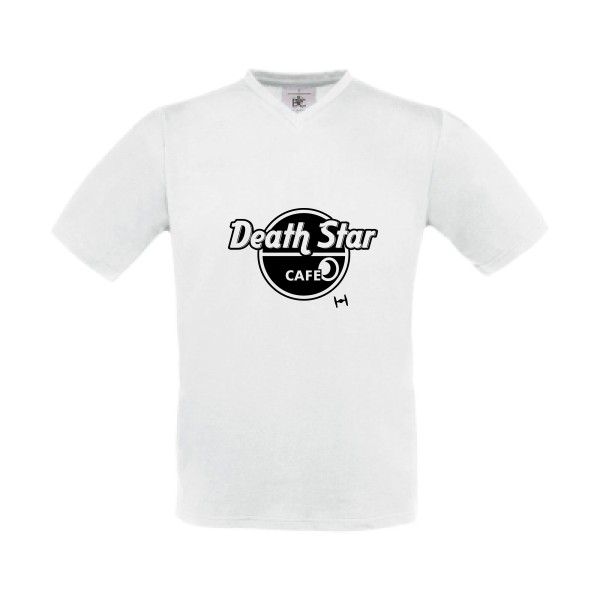 DeathStarCafe - T-shirt Col V dark pour Homme -modèle B&C - Exact V-Neck - thème parodie et marque-