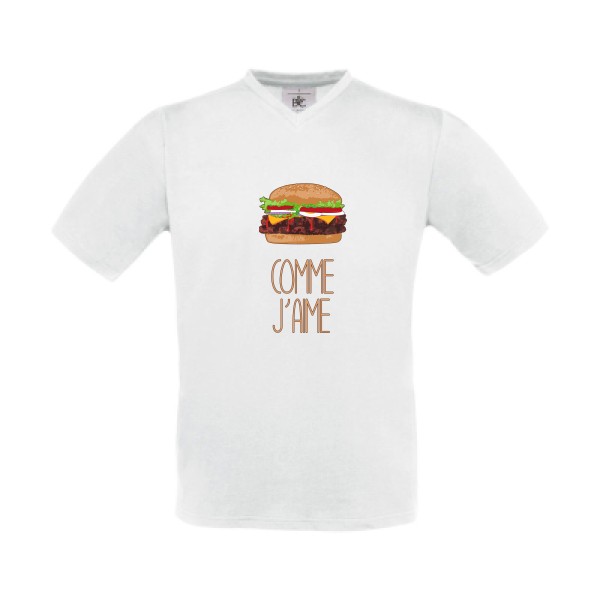 Comme j'aime -T-shirt Col V original Homme -B&C - Exact V-Neck -thème parodie - 