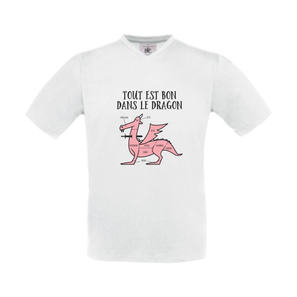 Tout est bon -T-shirt Col V fun Homme -B&C - Exact V-Neck -thème  humour potache - 