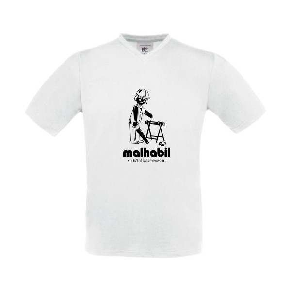 T-shirt Col V Homme humour - Malhabil... - 