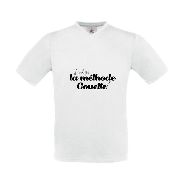 La méthode Couette - T-shirt Col V drôle Homme - modèle B&C - Exact V-Neck -thème parodie cauet -