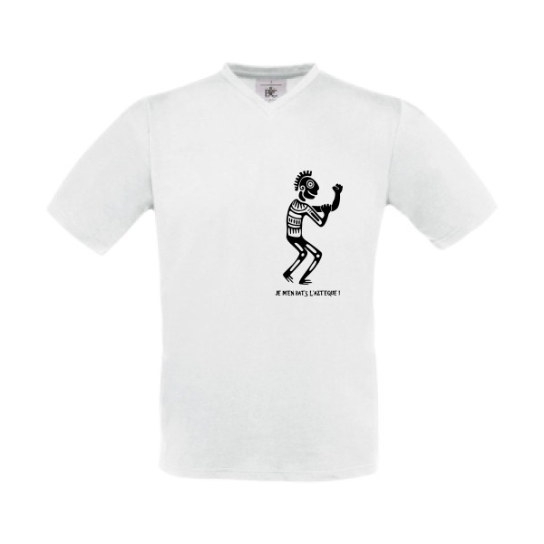 L'aztèque - T-shirt Col V  drôle - modèle B&C - Exact V-Neck -thème humour potache -