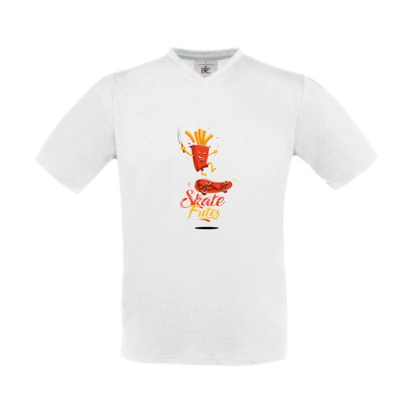 SKATE -T-shirt Col V geek  -B&C - Exact V-Neck -thème  humour  - 