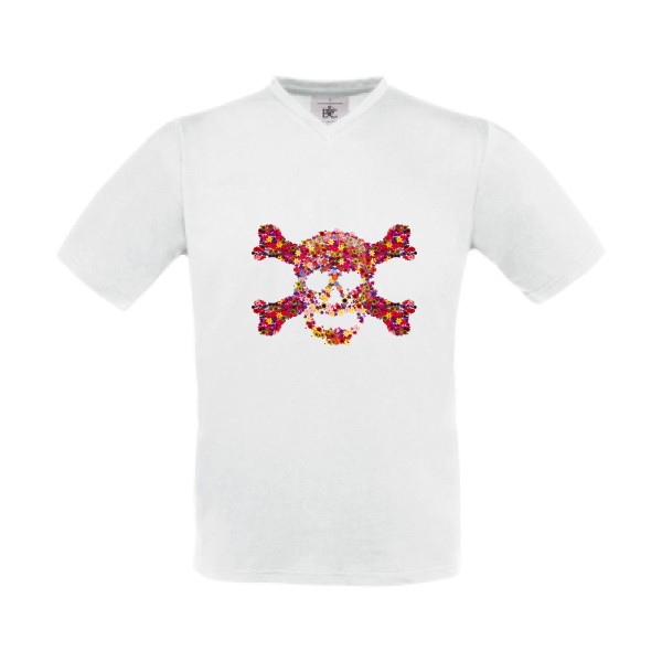 Floral skull -Tee shirt Tête de mort -B&C - Exact V-Neck