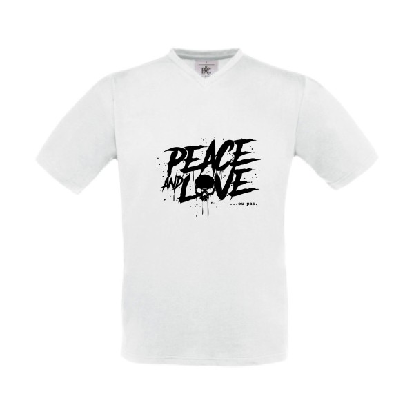 Peace or no peace - T shirt tête de mort Homme - modèle B&C - Exact V-Neck -