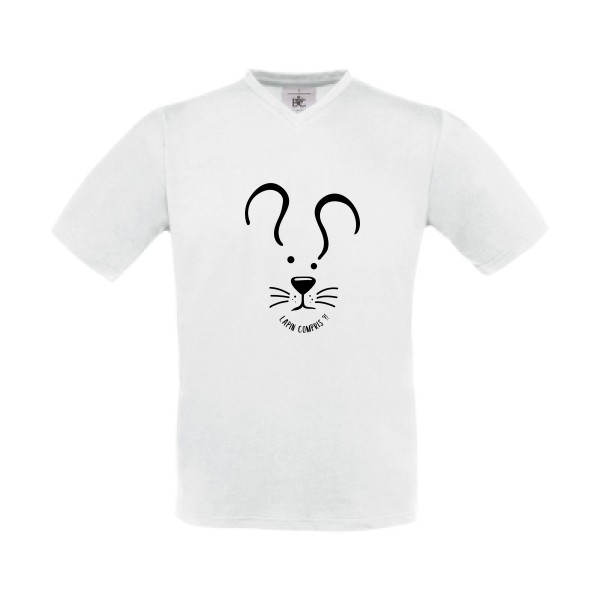 Lapin Compris ?! - T-shirt Col V délire pour Homme -modèle B&C - Exact V-Neck - thème humour potache -