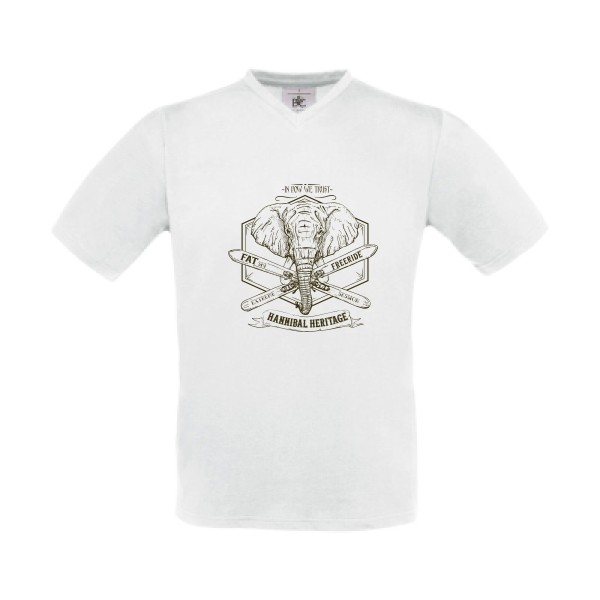 Hannibal Heritage - T shirt original Homme - modèle B&C - Exact V-Neck - thème vintage -